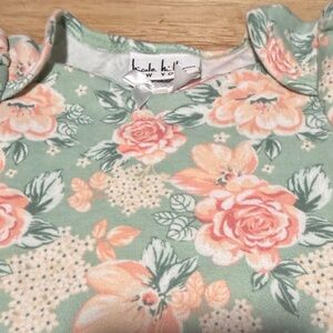 Nicole Miller Mint Green Dress with Peach Floral Print